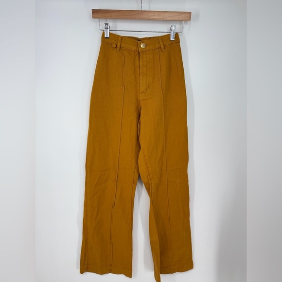 Big Bud Press Mustard Yellow Western Pants Canvas High Rise Wide Leg Pants - Picture 1 of 3